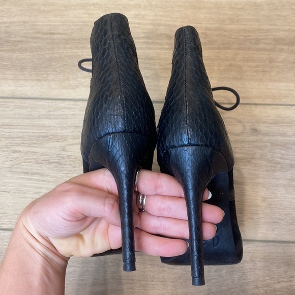 Joie | Sharie | Black Laser Cut Snake Lace‎ Up Pumps - Picture 9 of 13